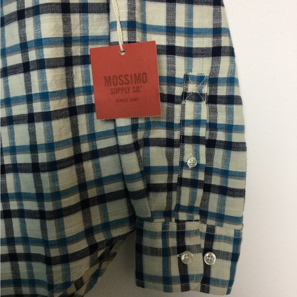Men’s Mossimo S Small Button Front Flannel Shirt Plaid Checked Blue Pocket NWT - Picture 6 of 9